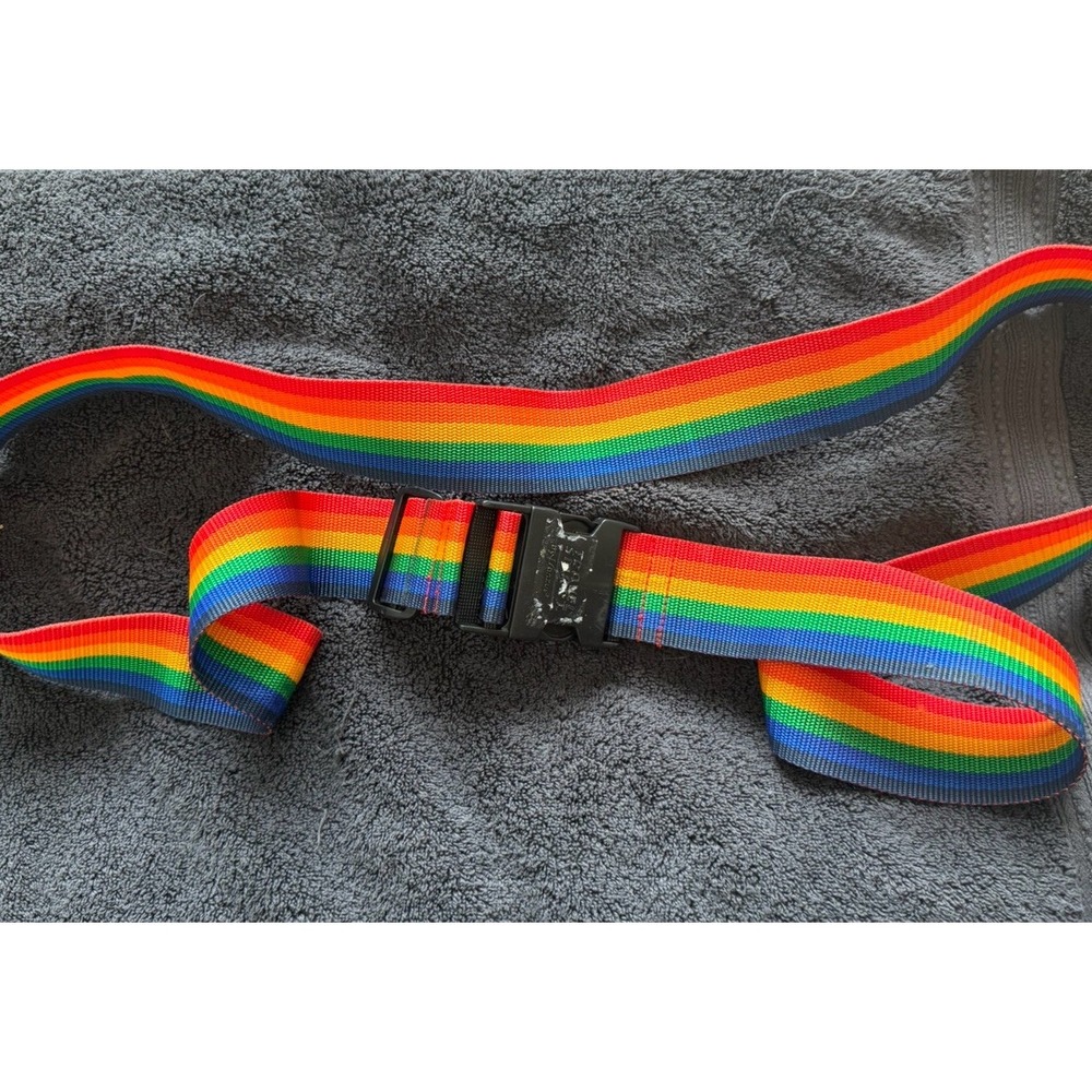 rainbow lgbtq gay pride bag belt strap with buckle, 70"